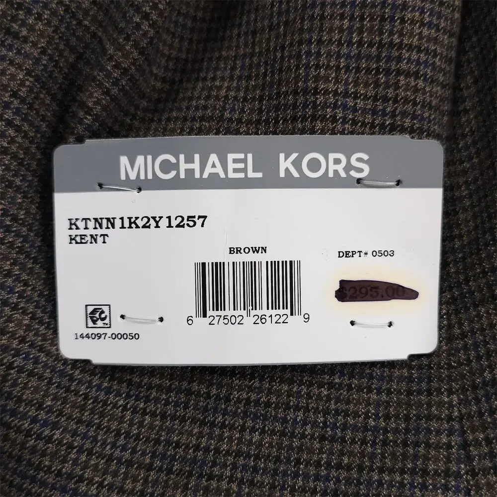 Michael Kors Mens Classic Fit Sport Coat 46L Brown Blue Houndstooth Stretch NWT